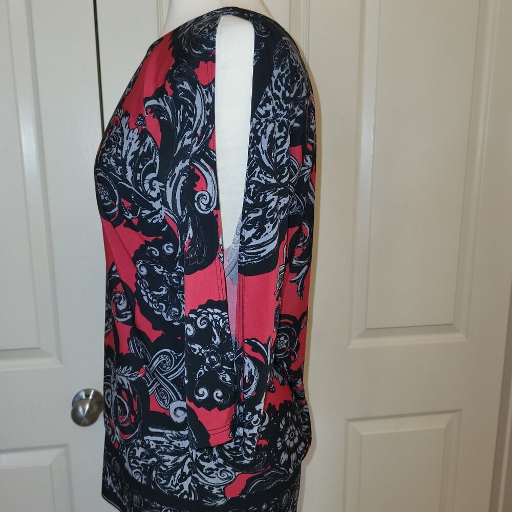 Cache Rad And Black Versailles Pattern Tunic Top … - image 5